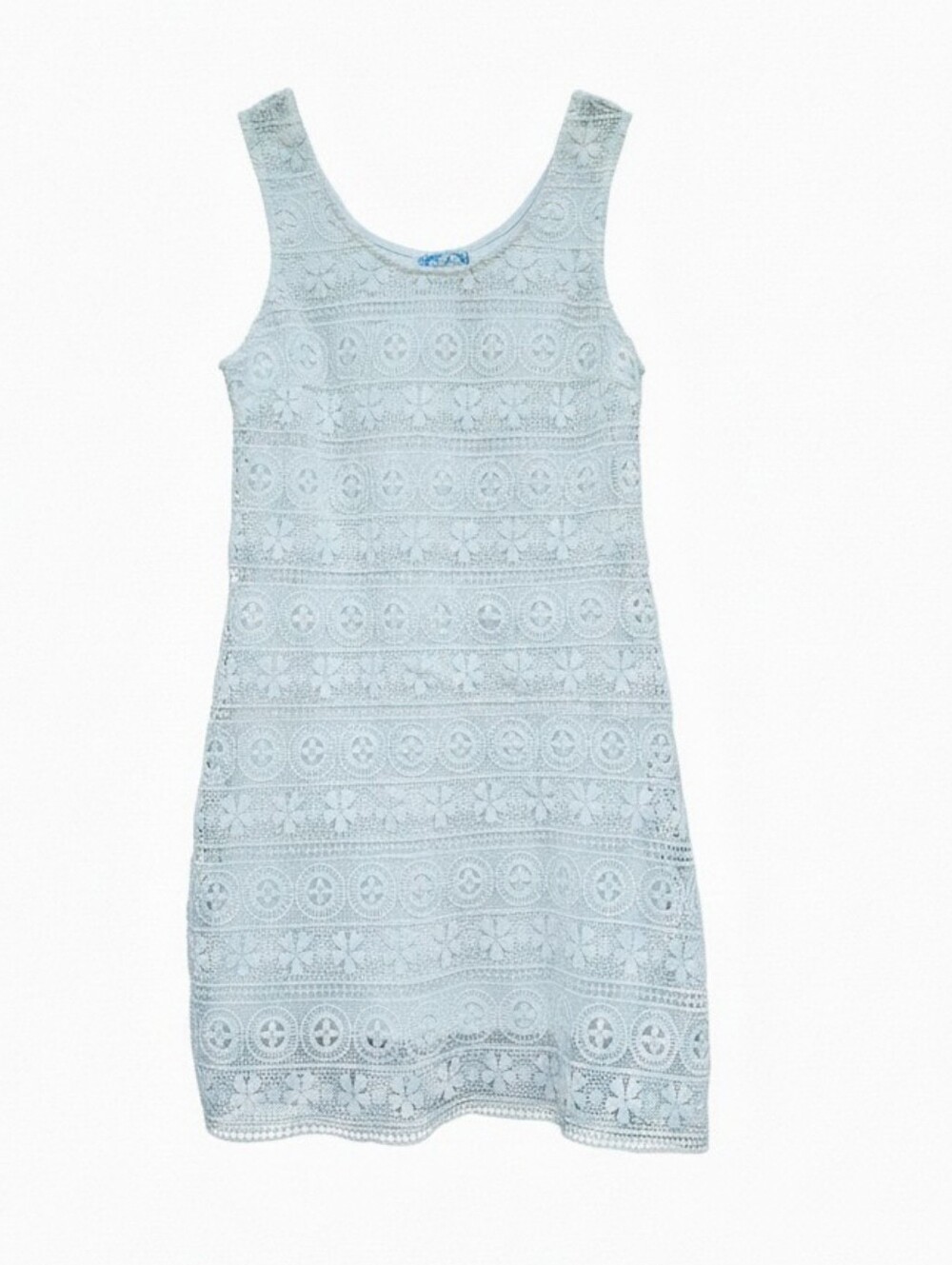 J Gee White Crochet Lace Sleeveless Shift Mini Dress Size Medium Like New